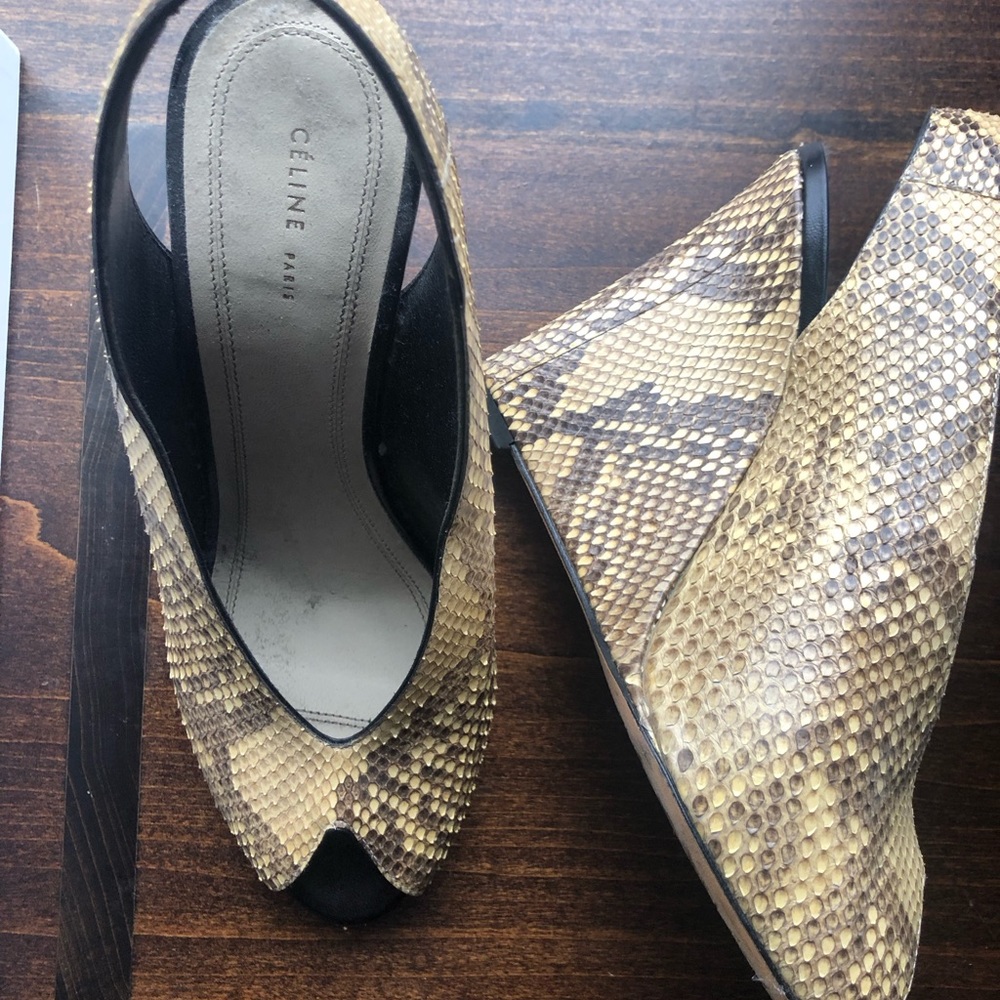 Celine Peep-Toe Wedge Heel In Python - image 3